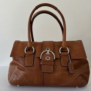 Coach brown leather tote purse